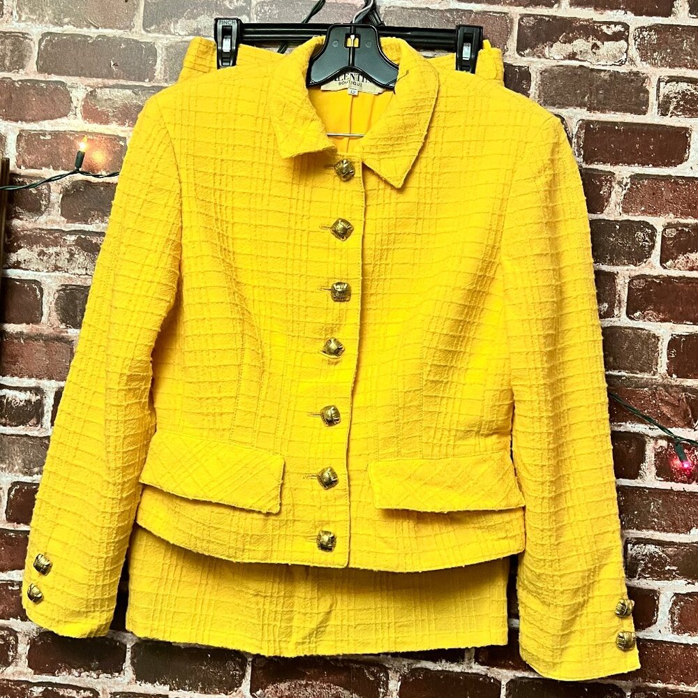 Vintage Valentino Boutique Yellow Skirt Suit - Made in Italy